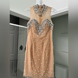 Size 6 crystal nude Terani Couture dress new with tags